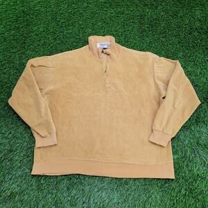 Vintage 80s MOD Velour 1/4 Zip Sweater Womens XL 23x23 Boxy